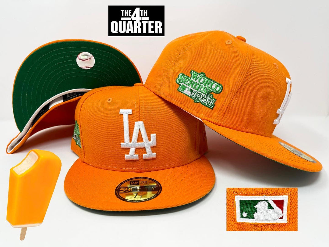 Dodgers New Era Fitted 59Fifty 1981 WS Orange Hat Green UV - THE 4TH QUARTER