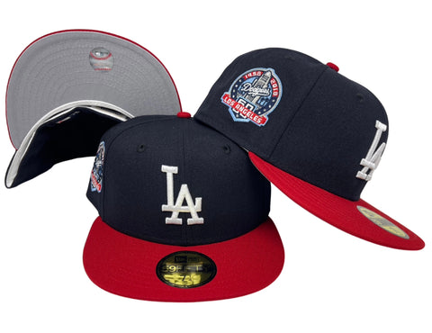 Los Angeles Dodgers Fitted New Era 59FIFTY 60th Anniversary Cap Hat Navy Red Grey UV