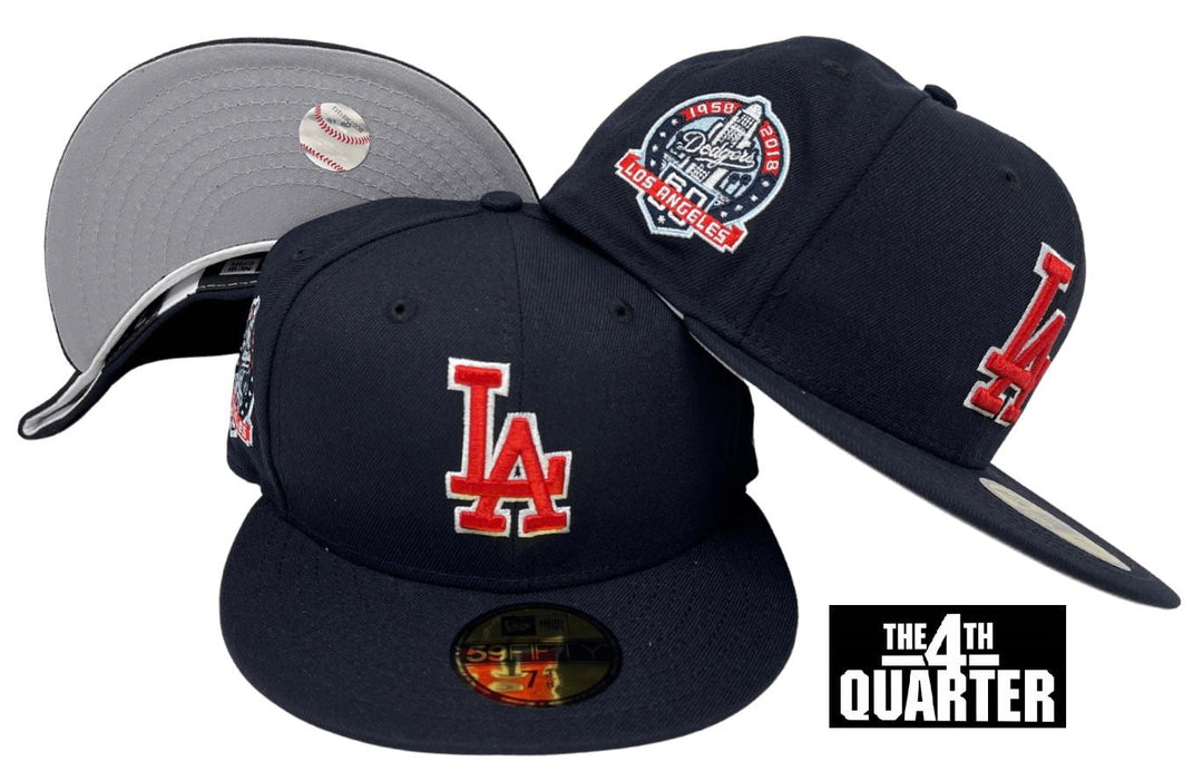 Dodgers Fitted New Era 59FIFTY 60th Ann Hat Navy RLWO Grey UV - THE 4TH QUARTER