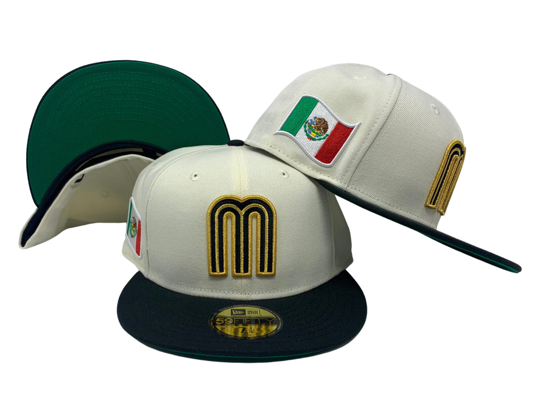 Mexico New Era 59Fifty Fitted Chrome Black Hat Cap Green UV - THE 4TH QUARTER