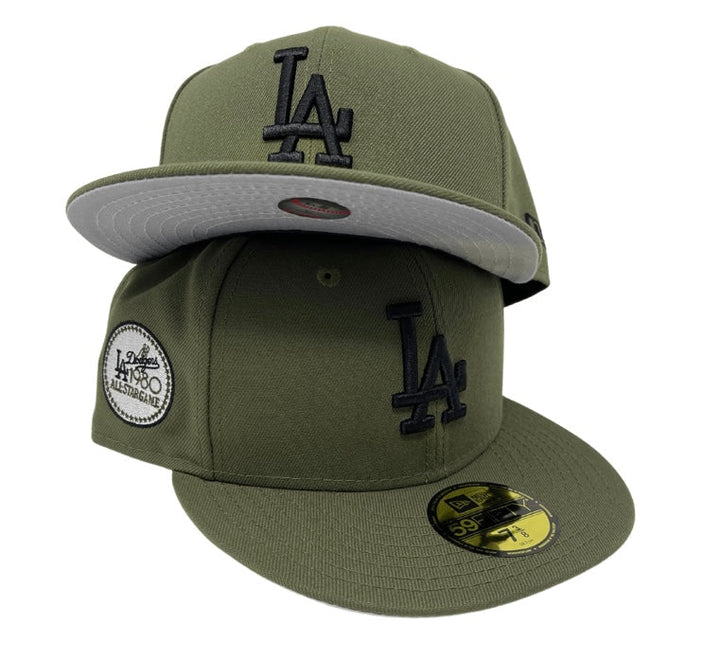 Dodgers New Era 59Fifty Fitted 80 ASG Olive Hat Cap Grey UV - THE 4TH QUARTER