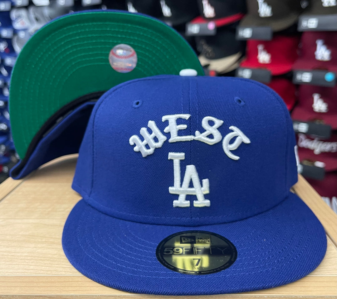 Los Angeles Dodgers Fitted New Era 59FIFTY Gothic West LA Blue Cap Hat Grey UV - THE 4TH QUARTER