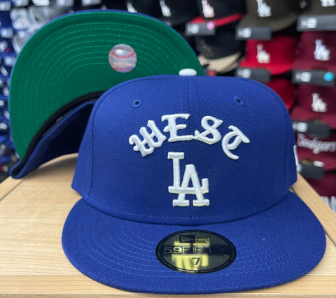 Los Angeles Dodgers Fitted New Era 59FIFTY West LA Blue Cap Hat Grey UV