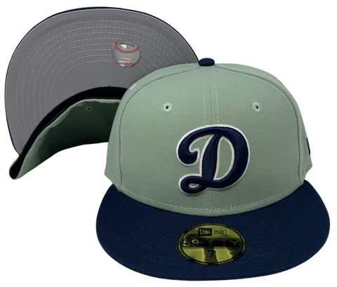 Los Angeles Dodgers "D Logo" Fitted New Era 59FIFTY Sage Navy Cap Hat Grey UV