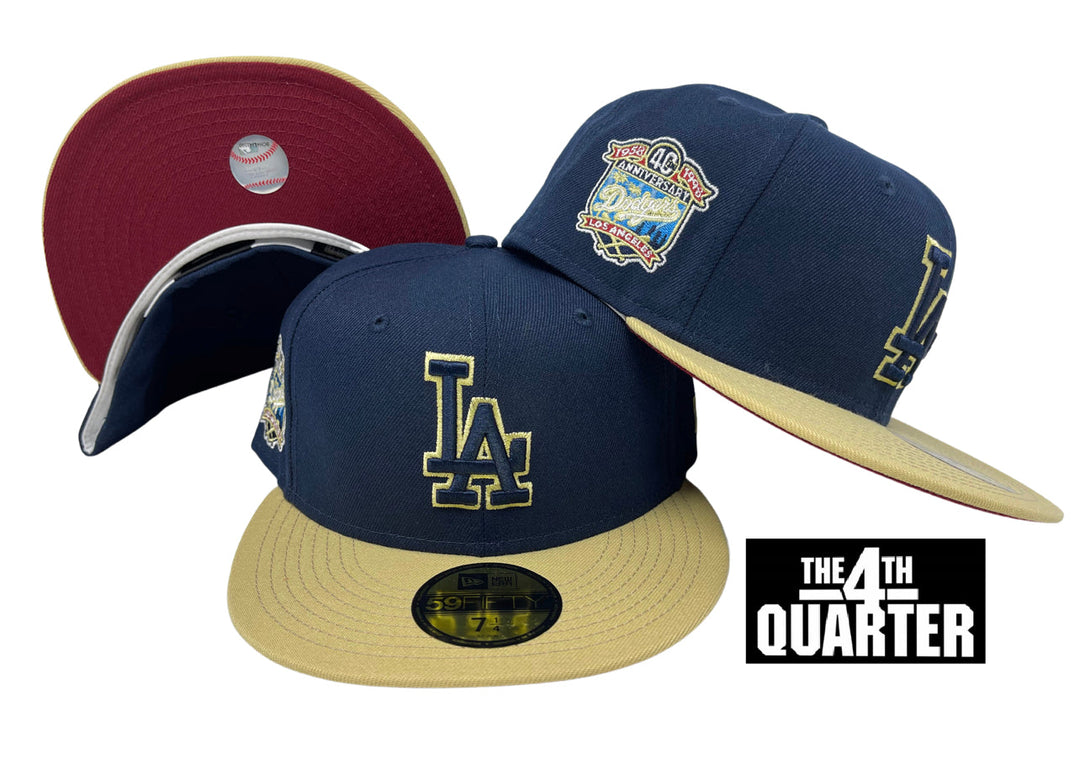 Dodgers Fitted New Era 59Fifty 40th Ann. Navy Gold Hat Cap Burgundy UV - THE 4TH QUARTER