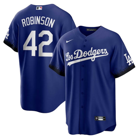 Los Angeles Dodgers Mens Jersey City Connect #42 Robinson Replica Jersey Blue