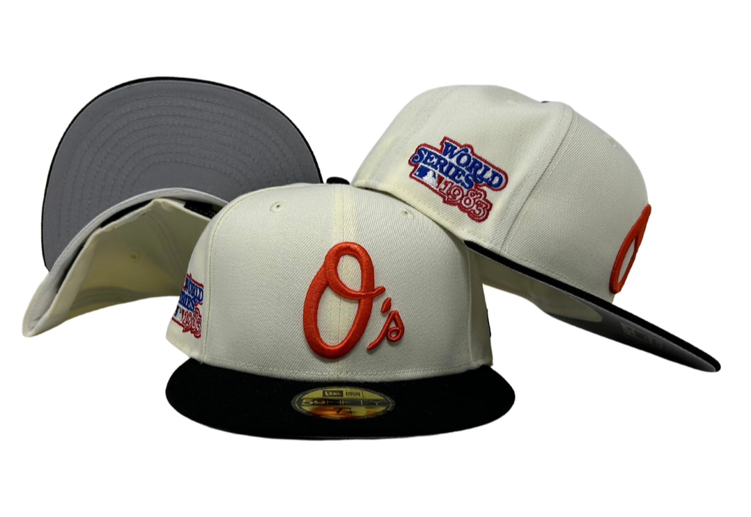 Baltimore Orioles Fitted New Era 59Fifty O's Logo 83 WS Chrome Black Cap Hat Grey UV - THE 4TH QUARTER