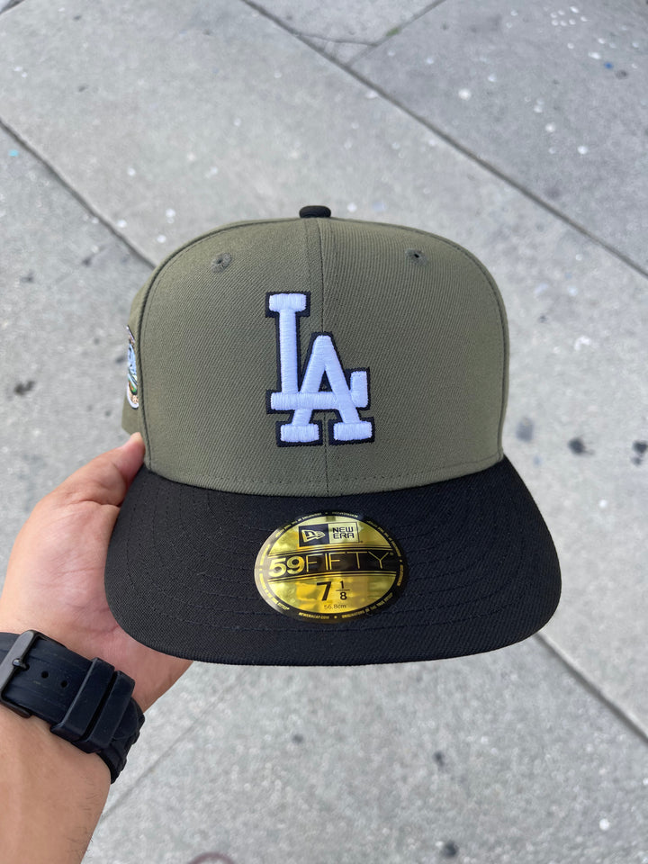 Dodgers Fitted New Era 59Fifty 50th Stadium Ann. Olive Black Cap Hat Sky UV - THE 4TH QUARTER