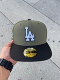 Dodgers Fitted New Era 59Fifty 50th Stadium Ann. Olive Black Cap Hat Sky UV