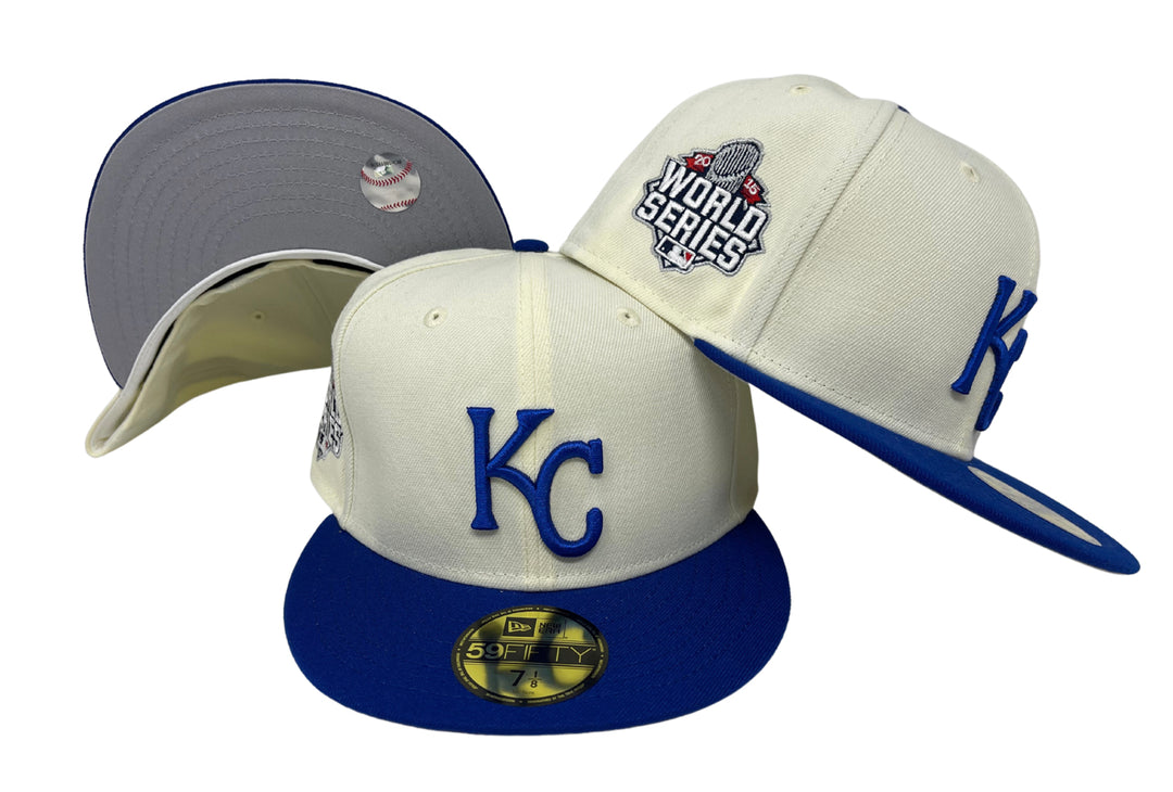 Kansas City Royals Fitted New Era 59Fifty World Series Chrome Cap Hat Grey UV - THE 4TH QUARTER