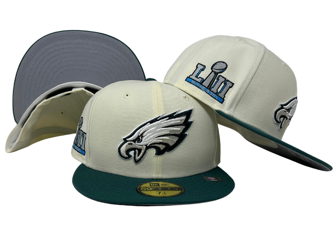 Philadelphia Eagles Fitted New Era 59Fifty Super Bowl Patch Chrome Cap Hat Grey UV - THE 4TH QUARTER