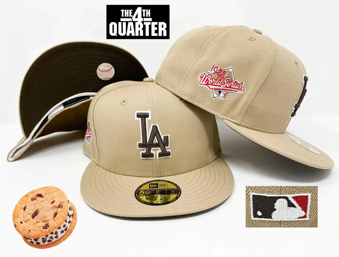 Dodgers New Era Fitted 59Fifty '88 WS "Ice Cream Cookie" Camel Hat Cap Brown UV - THE 4TH QUARTER
