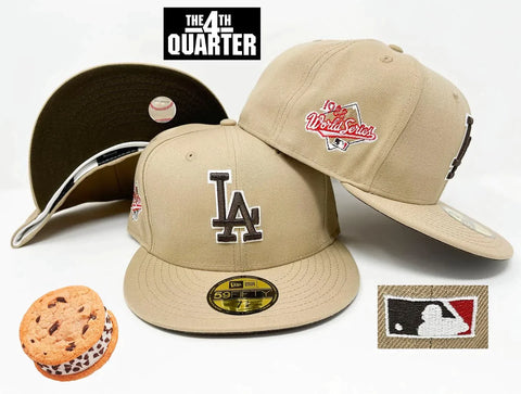 Dodgers New Era Fitted 59Fifty '88 WS "Ice Cream Cookie" Camel Hat Cap Brown UV