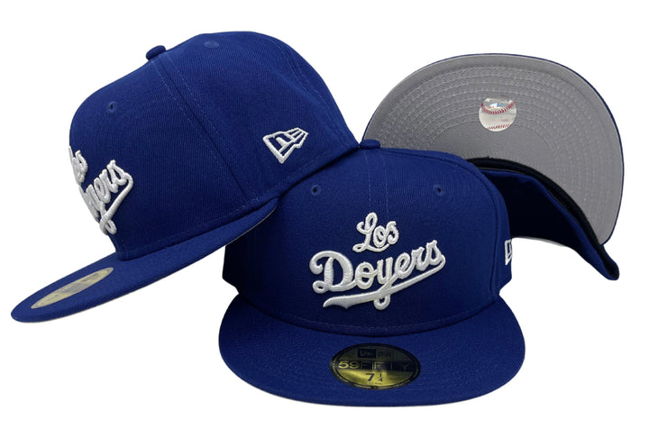 Los Angeles Dodgers Fitted New Era 59Fifty Los Doyers Blue Hat Grey UV - THE 4TH QUARTER