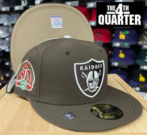 Raiders Fitted New Era 59Fifty Cafe con Leche 60th Anniversary Brown Cap Hat Camel UV