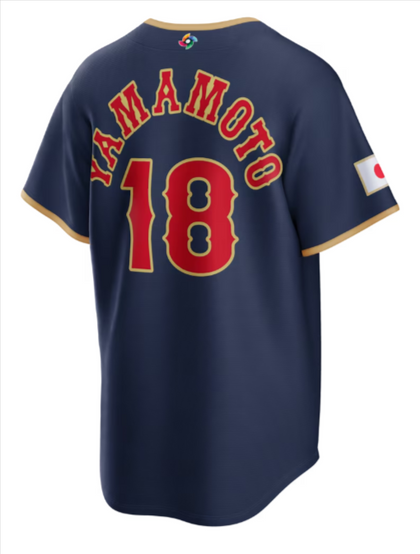 Yoshinobu Yamamoto Navy Japan 2026 World Baseball Classic Road Stadium Jersey - THE 4TH QUARTER