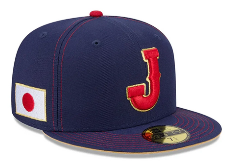 Japan Fitted New Era 59Fifty WBC 2026 Japan Flag Blue Cap Hat Grey UV - THE 4TH QUARTER