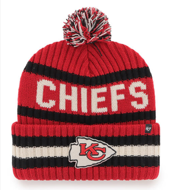 Kansas City Chiefs 47 Brand Red Bering Pom Top Cuff Knit Hat Beanie - THE 4TH QUARTER