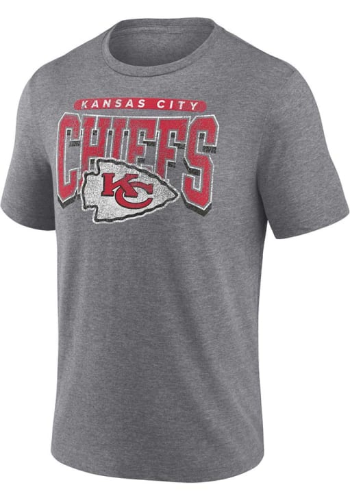 Kansas City Chiefs Mens T-Shirt Fanatics Warped Block Grey Tee - THE 4TH QUARTER