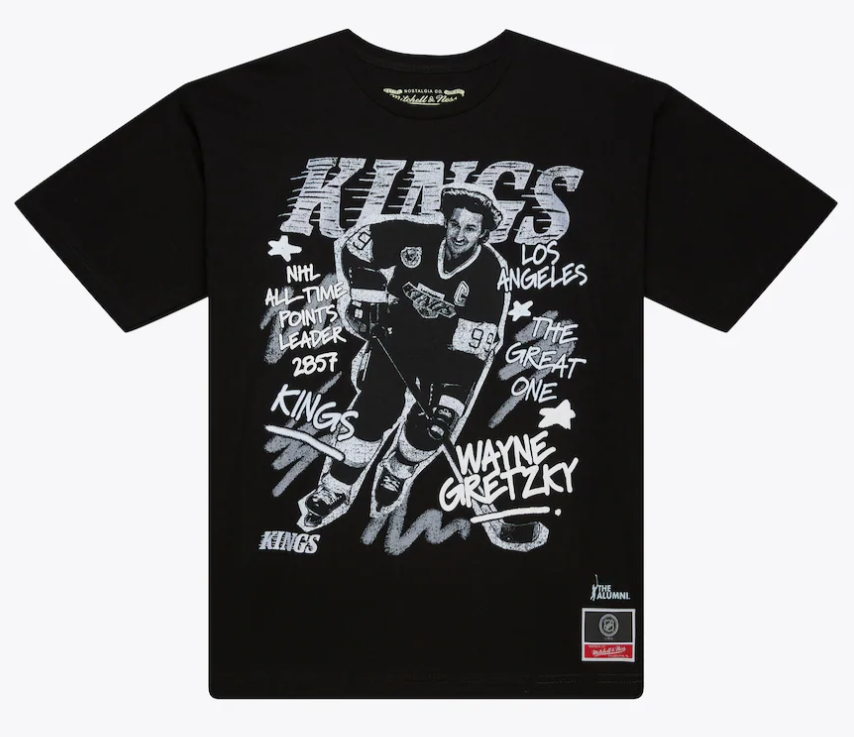 Los Angeles Kings Mens T-Shirt Mitchell & Ness Gretzky Chalked Up Black Tee - THE 4TH QUARTER