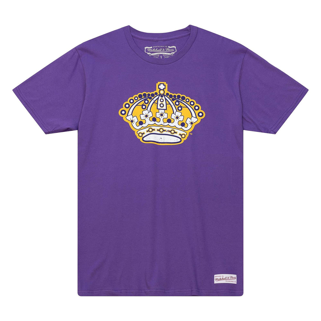 Los Angeles Kings Mens T-Shirt Mitchell & Ness Distressed Basic Logo Tee Purple - THE 4TH QUARTER