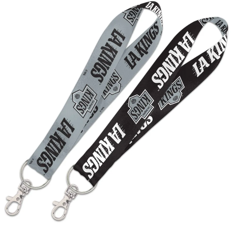 Los Angeles Kings Badge Ticket Holder Keychain Short Lanyard Wristlet 2 Tone 1" - THE 4TH QUARTER