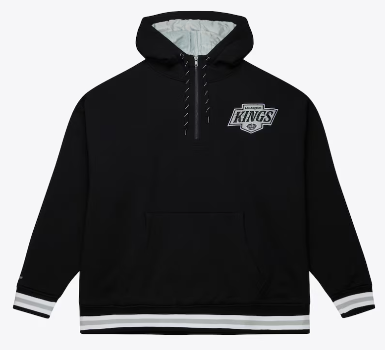 Los Angeles Kings Mens Mitchell & Ness Hoodie Throw It Back Quilted Fleece - THE 4TH QUARTER