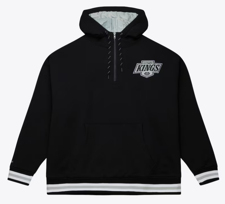 Los Angeles Kings Mens Mitchell &amp; Ness Hoodie Throw It Back Quilted Fleece - THE 4TH QUARTER