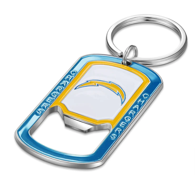 Los Angeles Chargers Key Chain Dog Tag Bottle Opener Key Ring - THE 4TH QUARTER