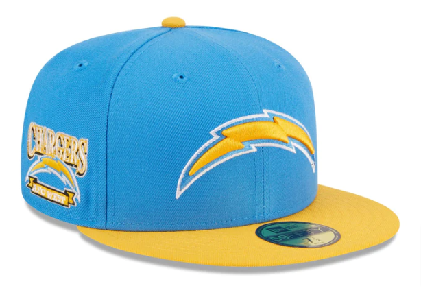 Los Angeles Chargers Fitted New Era 59Fifty Hidden Sky Yellow Cap Hat Grey UV - THE 4TH QUARTER
