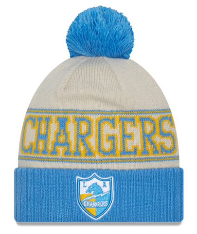 Los Angeles Chargers Beanie New Era 2023 Historic Sideline Pom Sport Knit