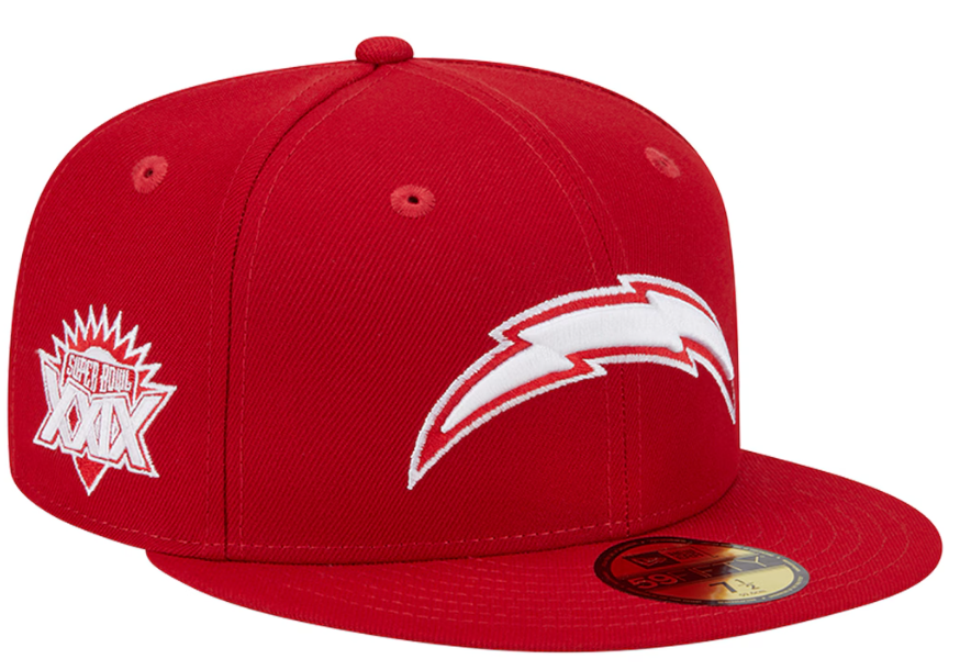 Los Angeles Chargers Fitted New Era 59Fifty Super Bowl XXIX Main Red Cap Hat - THE 4TH QUARTER
