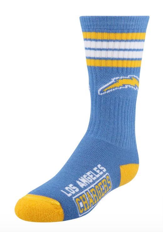 Los Angeles Chargers Socks 4-Stripe Long Deuce Team Color Performance - THE 4TH QUARTER
