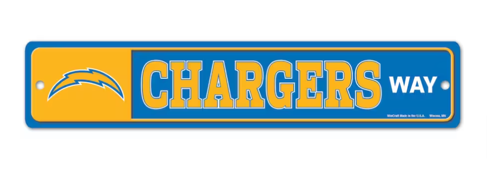 Los Angeles Chargers Way Bar Decor Plastic Street Sign 3.75" X 19" - THE 4TH QUARTER