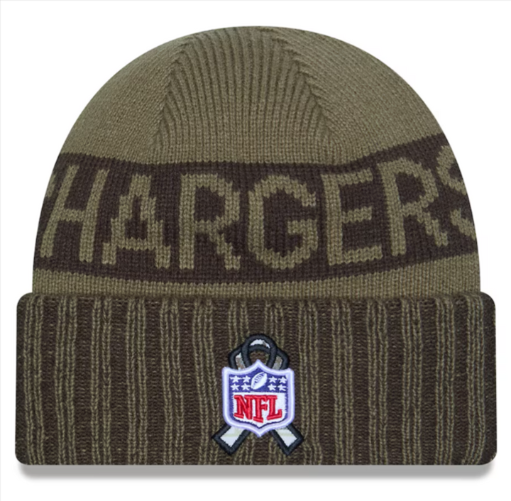 Los Angeles Chargers Beanie New Era 2025 Salute to Service Sideline Cuffed Knit Hat Cap - THE 4TH QUARTER