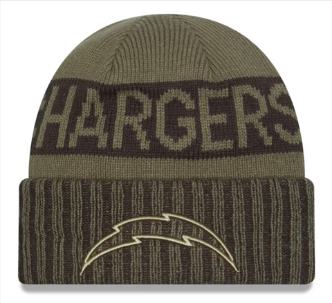 Los Angeles Chargers Beanie New Era 2025 Salute to Service Sideline Cuffed Knit Hat Cap