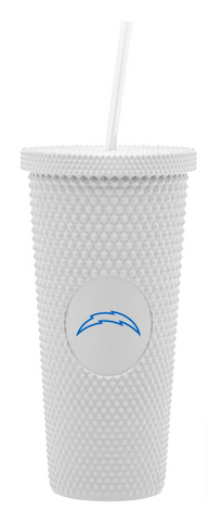 Los Angeles Chargers 24oz Studded Tumbler Travel Mug Cup White