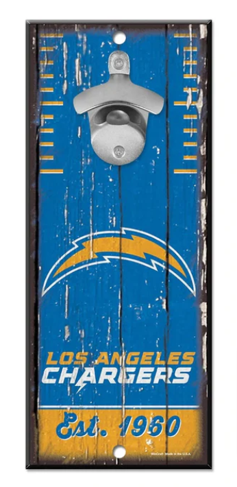 Los Angeles Chargers 5X11 Wood Bottle Opener Sign - THE 4TH QUARTER