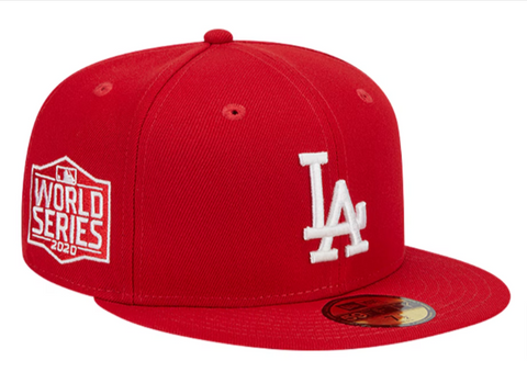 Los Angeles Dodgers New Era 59Fifty 2020 Red Fitted Hat Cap Grey UV