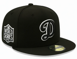 Dodgers Fitted New Era 59Fifty 2020 World Series Black Outline D Logo Hat Cap Grey UV