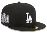 Los Angeles Dodgers Fitted New Era 59Fifty 2020 WS Black White Cap Hat Grey UV