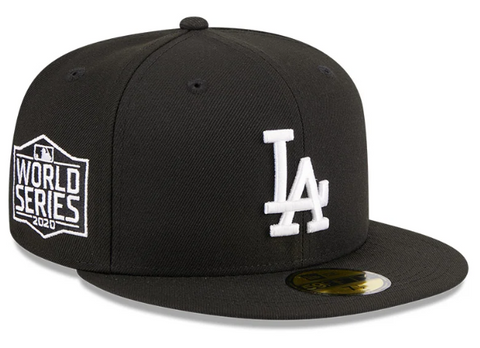 Los Angeles Dodgers Fitted New Era 59Fifty 2020 WS Black White Cap Hat Grey UV