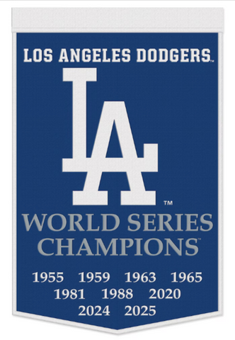 Los Angeles Dodgers WinCraft Nine-Time World Series Champions 24" x 38" One-Sided Wool Banner