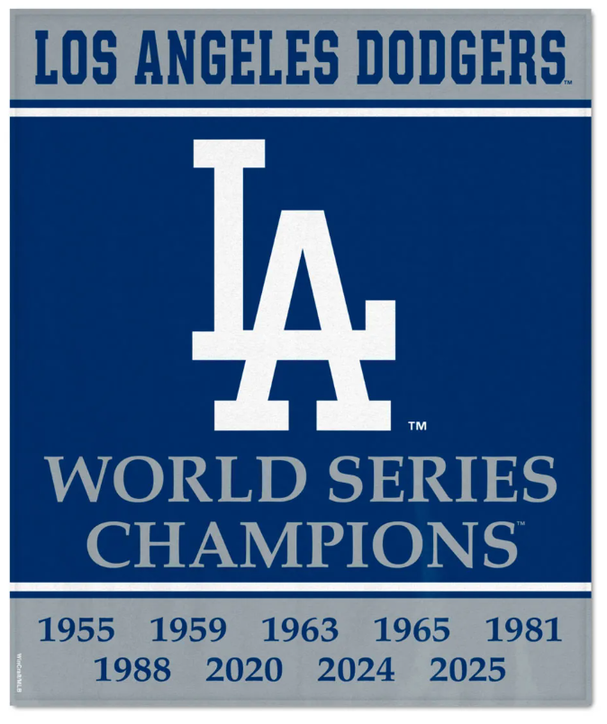 Los Angeles Dodgers Throw 50" x 60" Ultra Soft Fleece Blanket 2025 WS Champions - THE 4TH QUARTER