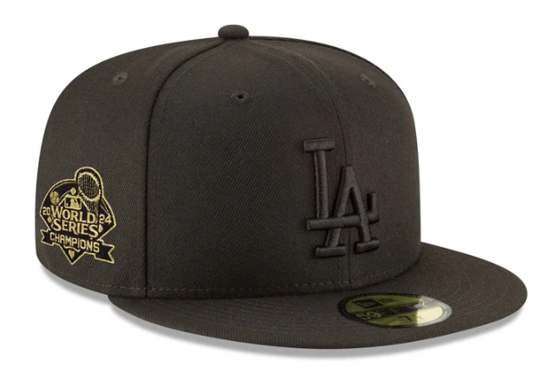 Los Angeles Dodgers Fitted New Era 59Fifty 2024 World Series Champions Black on Black Cap Hat - THE 4TH QUARTER