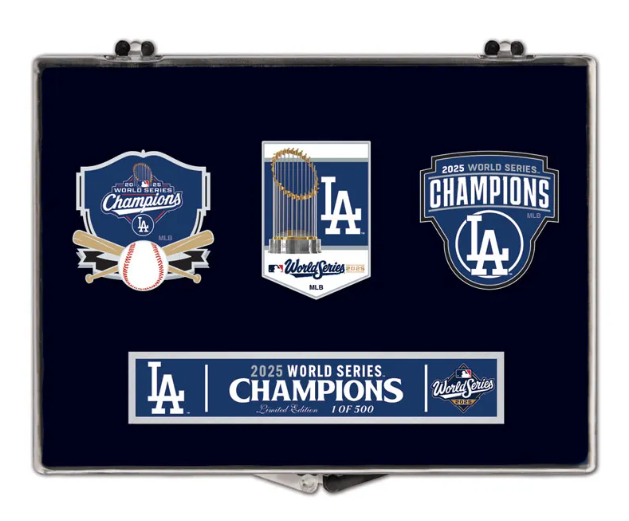 Los Angeles Dodgers Lapel Pin Set 2025 World Series Champions 3 PC - THE 4TH QUARTER
