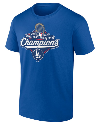 Los Angeles Dodgers Mens T-Shirt Fanatics 2025 World Series Champions Official Logo Tee- Royal
