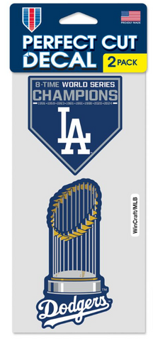 Los Angeles Dodgers 2024 World Series Champions Perfect Cut Decal Set of two 4"x4"