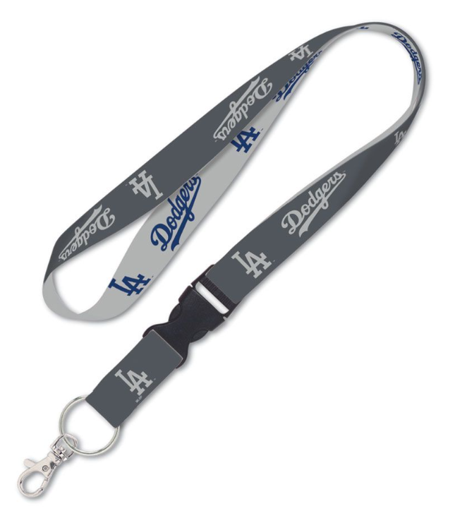 Los Angeles Dodgers Keychain Badge Lanyard Tickets Holder Charcoal - THE 4TH QUARTER
