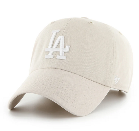 Los Angeles Dodgers Strapback '47 Brand Clean Up Logo Adjustable Cap Hat Bone